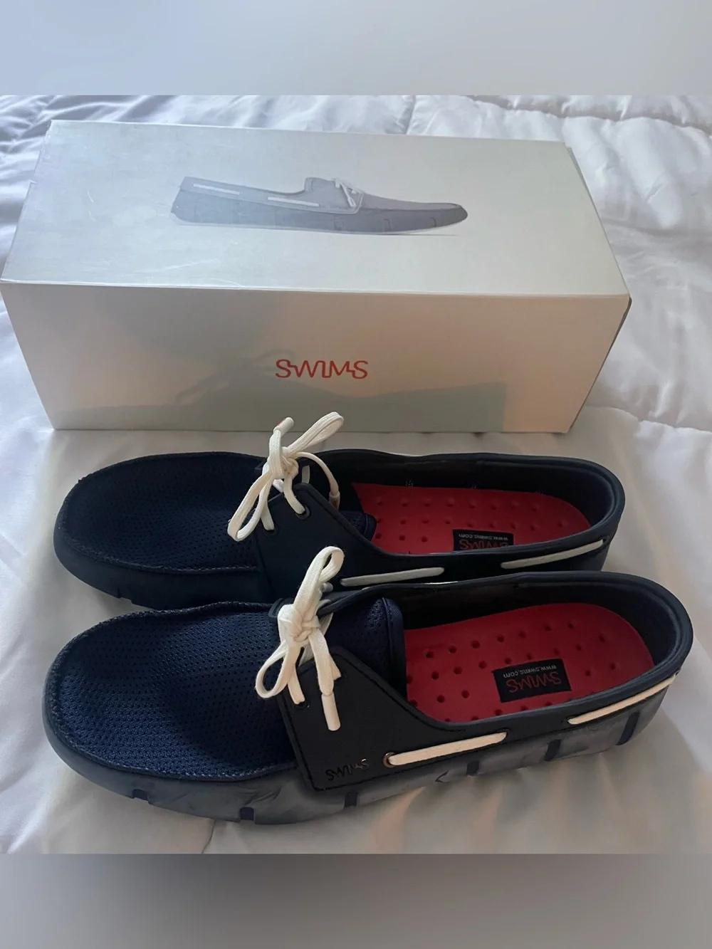 Swims Braided Lace Loafer Size 8 Navy Blue With Box